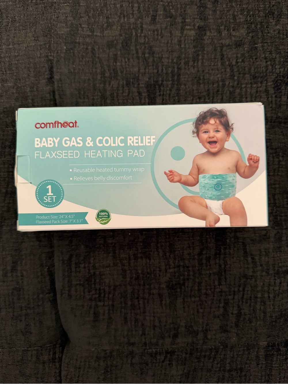 Comfheat Baby Gas & Colic Relief Flaxseed Heating Pad - Aqua